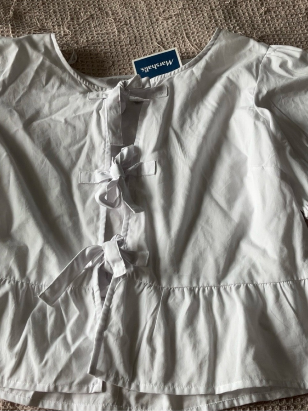 Marshalls White Girls' Tie-Front Peplum Top